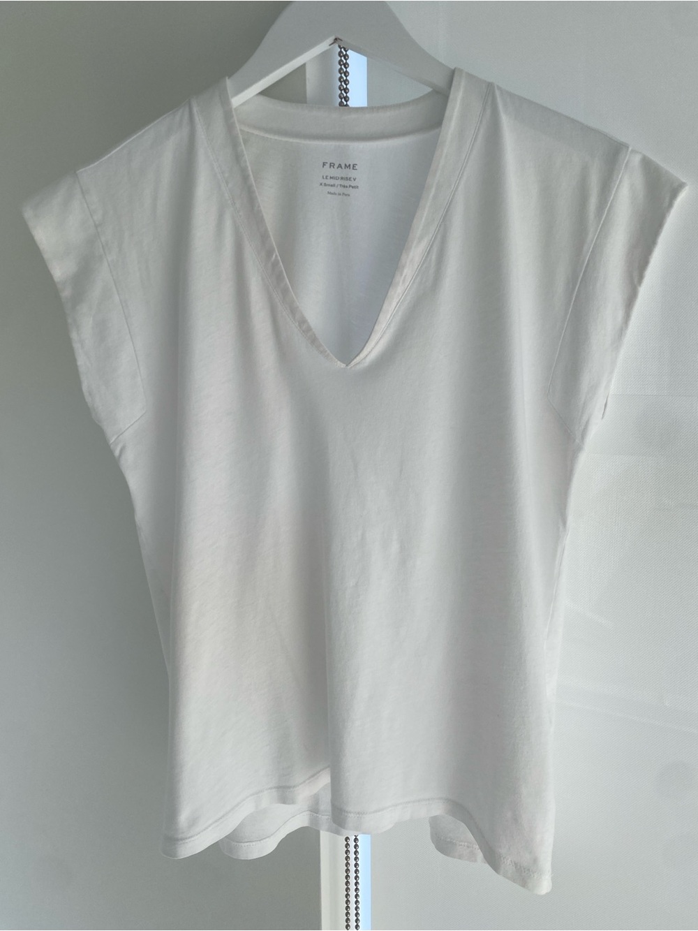 Frame Le Mid Rise V V-neck Tank Tee Blouse White Size XS
